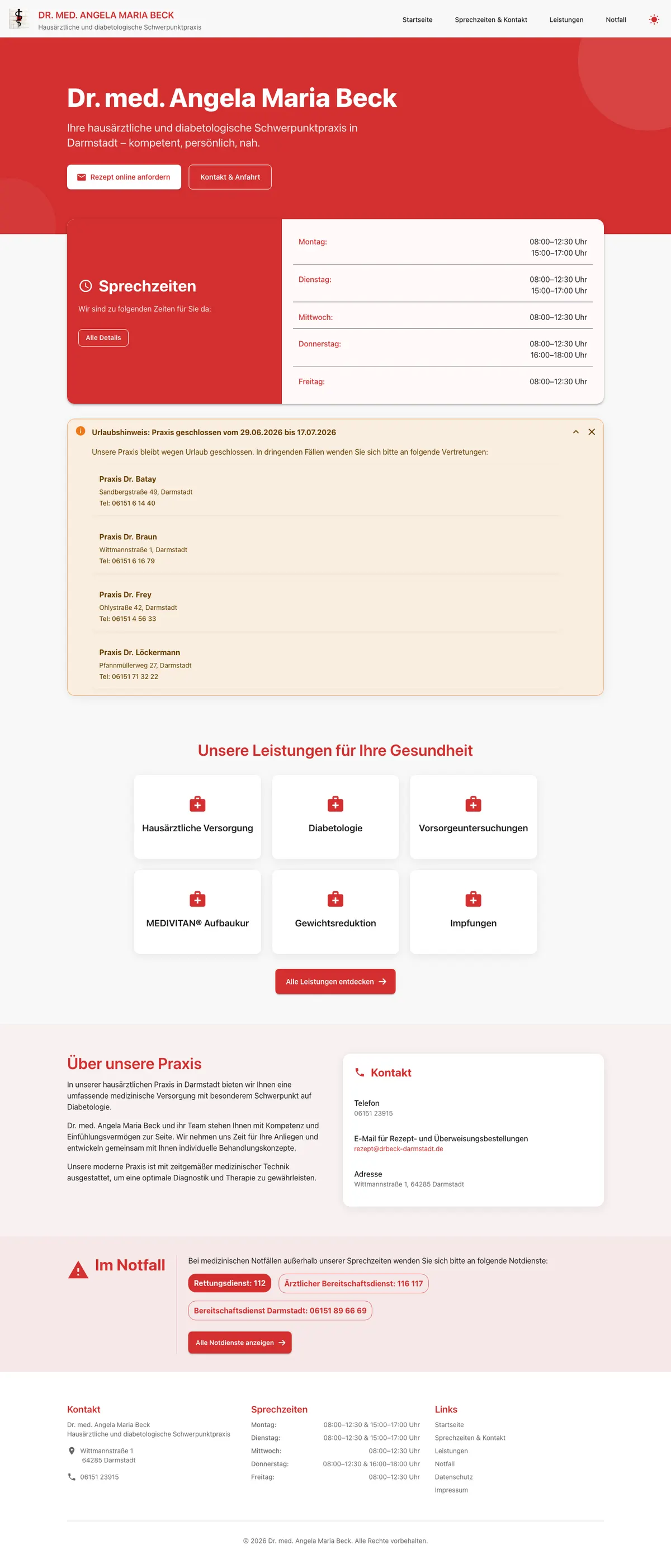 Website von Praxis Dr. med. Angela Maria Beck