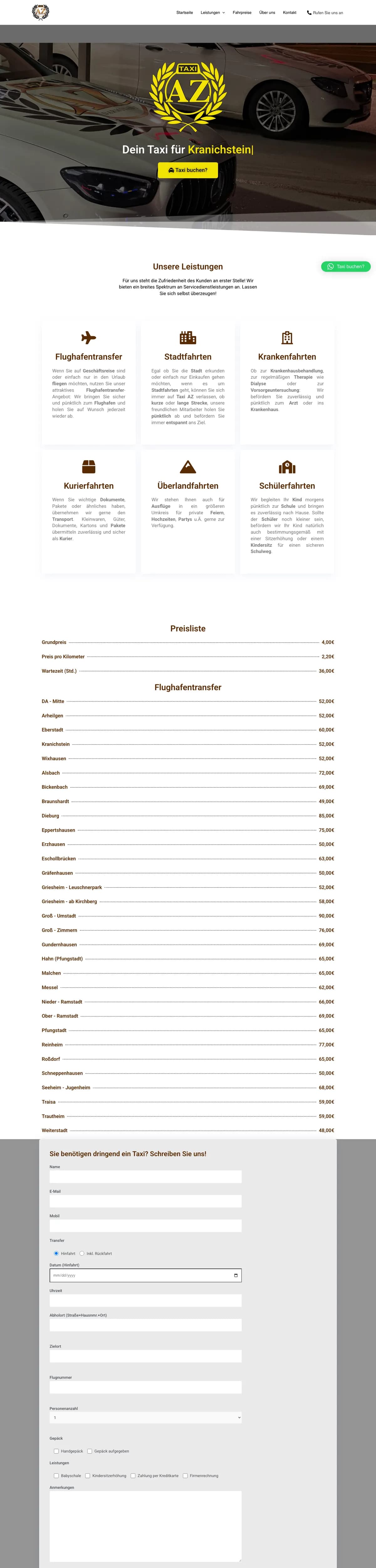 Website von Taxi-AZ Darmstadt